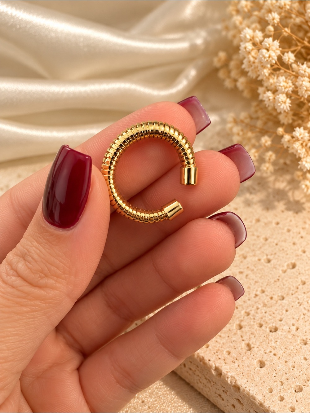 Gold Ribbed Dome Ring - Picture 4 of 5